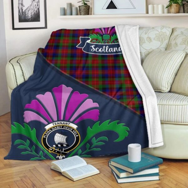 Tennant Clan Blanket, Scottish Tartan Tennant Clans Blanket Scotland Thistle Style