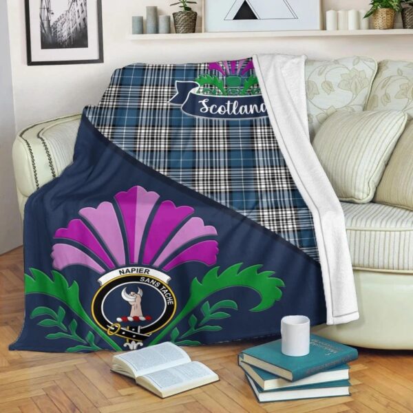 Napier Clan Blanket, Scottish Tartan Napier Clans Blanket Scotland Thistle Style