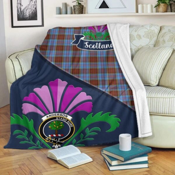 Anderson Clan Blanket, Scottish Tartan Anderson Clans Blanket Scotland Thistle Style