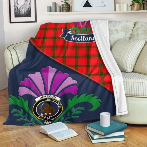 Darroch (Gourock) Clan Blanket, Scottish Tartan Darroch (Gourock) Clans Blanket Scotland Thistle Style