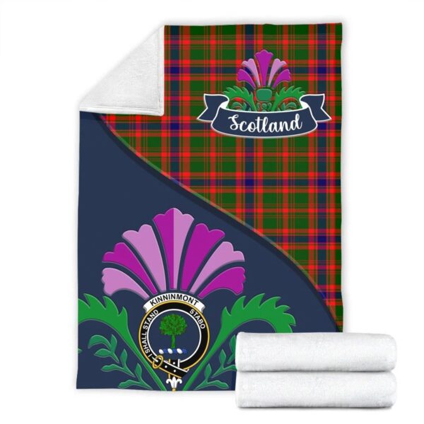 Kinninmont Clan Blanket, Scottish Tartan Kinninmont Clans Blanket Scotland Thistle Style - Image 2