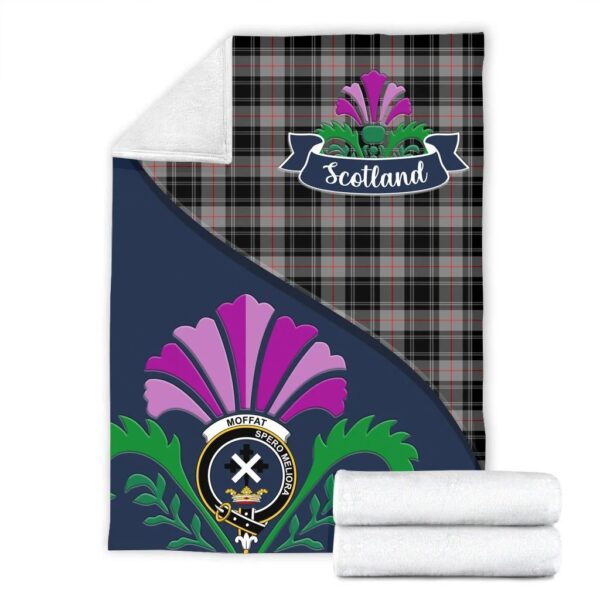 Moffat Clan Blanket, Scottish Tartan Moffat Clans Blanket Scotland Thistle Style - Image 2