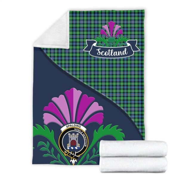 Spalding Clan Blanket, Scottish Tartan Spalding Clans Blanket Scotland Thistle Style - Image 2