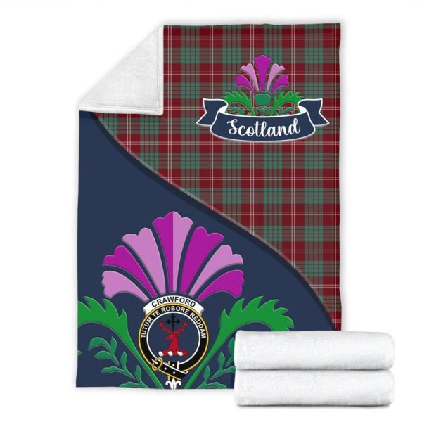 Crawford Clan Blanket, Scottish Tartan Crawford Clans Blanket Scotland Thistle Style - Image 2