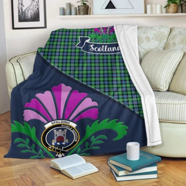 Spalding Clan Blanket, Scottish Tartan Spalding Clans Blanket Scotland Thistle Style