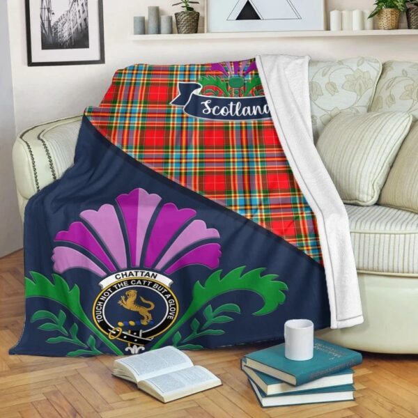 Chattan Clan Blanket, Scottish Tartan Chattan Clans Blanket Scotland Thistle Style