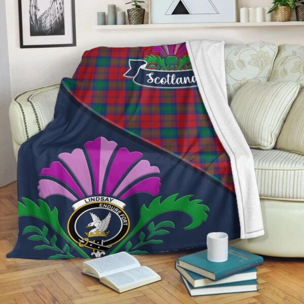 Lindsay Clan Blanket, Scottish Tartan Lindsay Clans Blanket Scotland Thistle Style