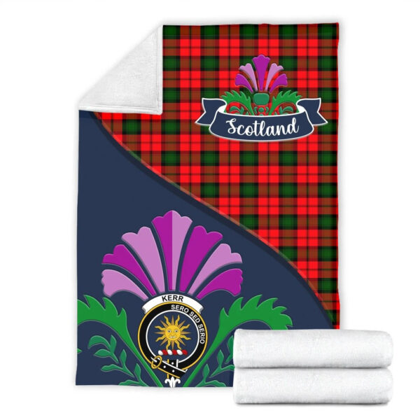 Kerr Clan Blanket, Scottish Tartan Kerr Clans Blanket Scotland Thistle Style - Image 2