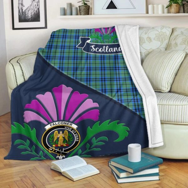 Falconer Clan Blanket, Scottish Tartan Falconer Clans Blanket Scotland Thistle Style