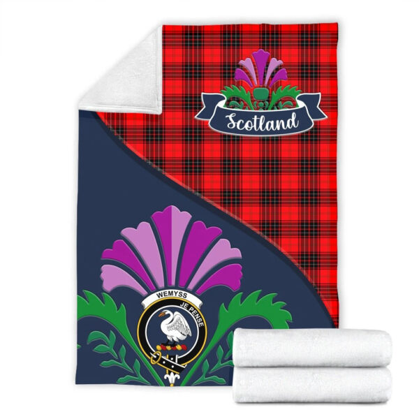 Wemyss Clan Blanket, Scottish Tartan Wemyss Clans Blanket Scotland Thistle Style - Image 2