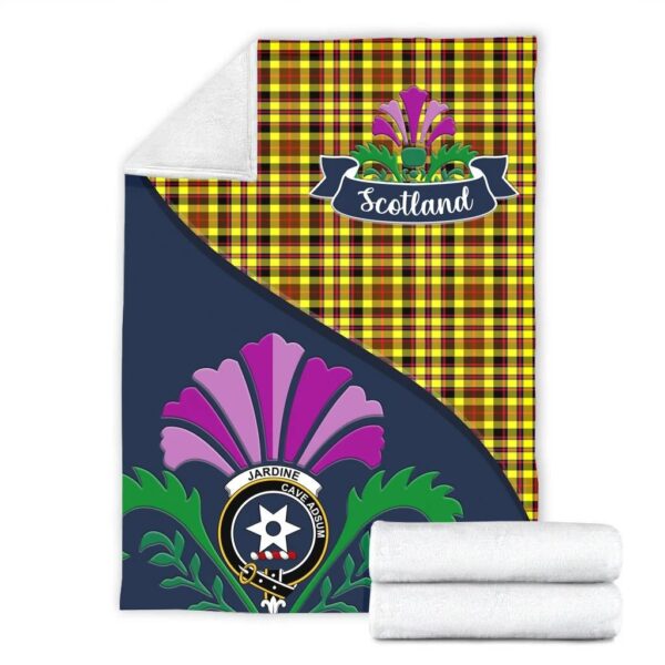 Jardine Clan Blanket, Scottish Tartan Jardine Clans Blanket Scotland Thistle Style - Image 2