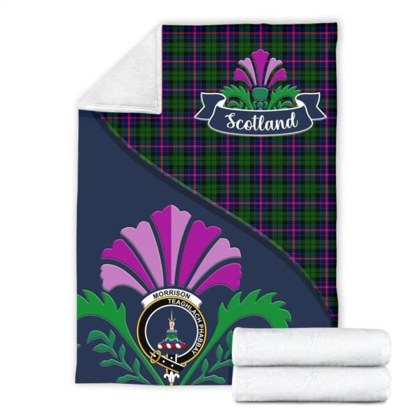 Morrison Clan Blanket, Scottish Tartan Morrison Clans Blanket Scotland Thistle Style - Image 2