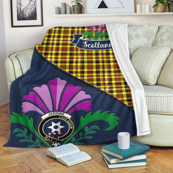 Jardine Clan Blanket, Scottish Tartan Jardine Clans Blanket Scotland Thistle Style