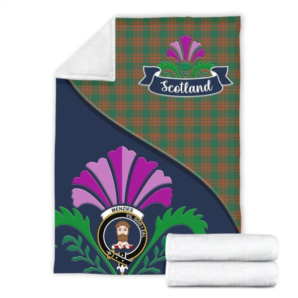 Menzies Clan Blanket, Scottish Tartan Menzies Clans Blanket Scotland Thistle Style - Image 2