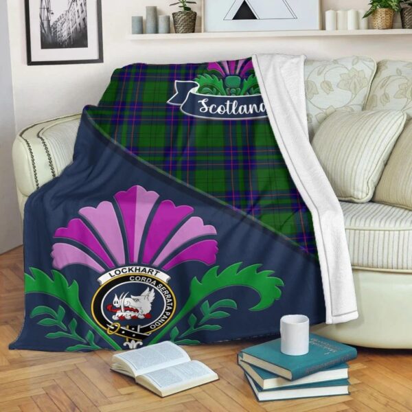 Lockhart Clan Blanket, Scottish Tartan Lockhart Clans Blanket Scotland Thistle Style