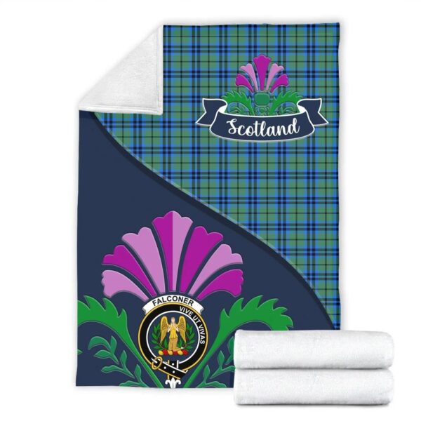 Falconer Clan Blanket, Scottish Tartan Falconer Clans Blanket Scotland Thistle Style - Image 2