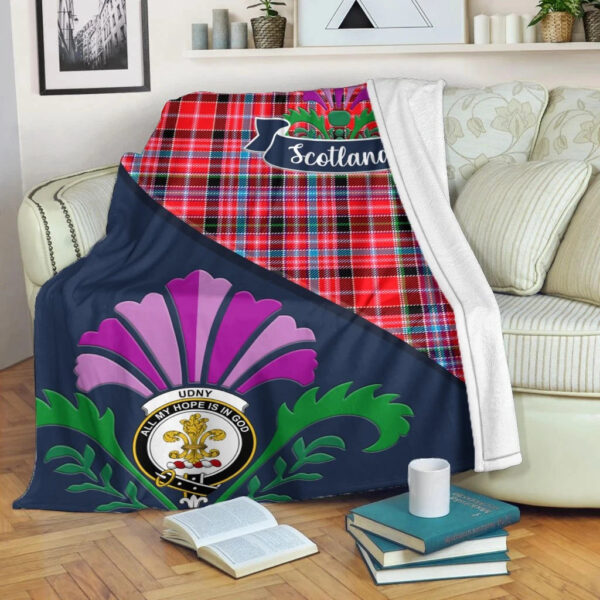 Udny Clan Blanket, Scottish Tartan Udny Clans Blanket Scotland Thistle Style