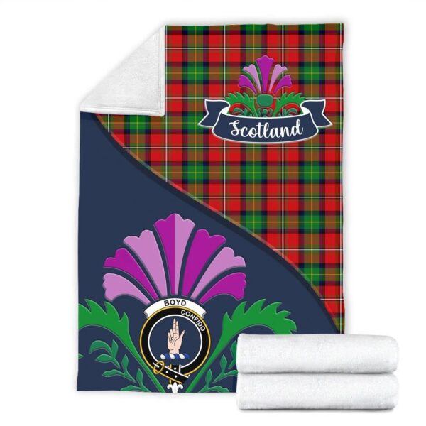 Boyd Clan Blanket, Scottish Tartan Boyd Clans Blanket Scotland Thistle Style - Image 2