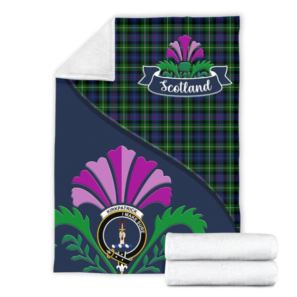 Kirkpatrick Clan Blanket, Scottish Tartan Kirkpatrick Clans Blanket Scotland Thistle Style - Image 2