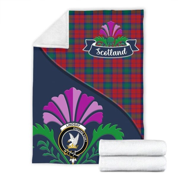 Lindsay Clan Blanket, Scottish Tartan Lindsay Clans Blanket Scotland Thistle Style - Image 2