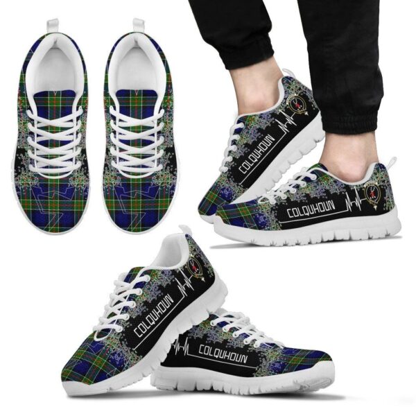 Colquhoun Modern Clan Sneaker, Scottish Tartan Colquhoun Modern Clans Sneaker Heartbeat Style