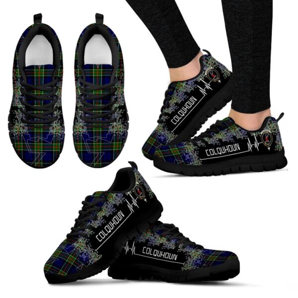 Colquhoun Modern Clan Sneaker, Scottish Tartan Colquhoun Modern Clans Sneaker Heartbeat Style - Image 4