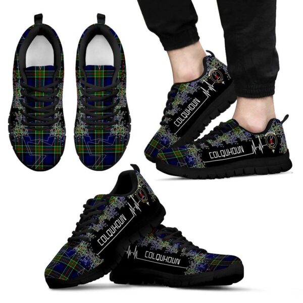 Colquhoun Modern Clan Sneaker, Scottish Tartan Colquhoun Modern Clans Sneaker Heartbeat Style - Image 2