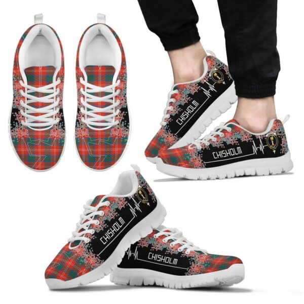 Chisholm Ancient Clan Sneaker, Scottish Tartan Chisholm Ancient Clans Sneaker Heartbeat Style