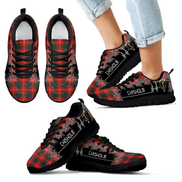 Chisholm Ancient Clan Sneaker, Scottish Tartan Chisholm Ancient Clans Sneaker Heartbeat Style - Image 6