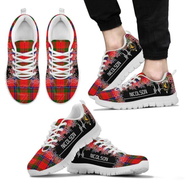 Nicolson Modern Clan Sneaker, Scottish Tartan Nicolson Modern Clans Sneaker Heartbeat Style