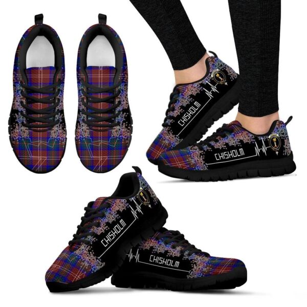 Chisholm Hunting Modern Clan Sneaker, Scottish Tartan Chisholm Hunting Modern Clans Sneaker Heartbeat Style - Image 4