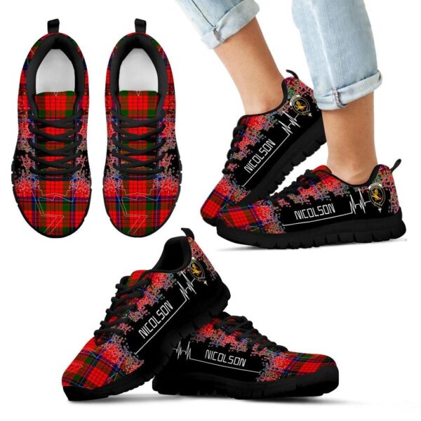 Nicolson Modern Clan Sneaker, Scottish Tartan Nicolson Modern Clans Sneaker Heartbeat Style - Image 6