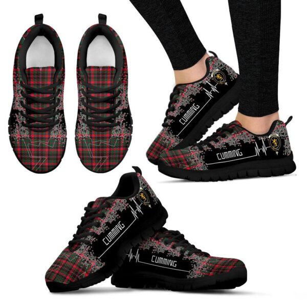 Cumming Hunting Modern Clan Sneaker, Scottish Tartan Cumming Hunting Modern Clans Sneaker Heartbeat Style - Image 4