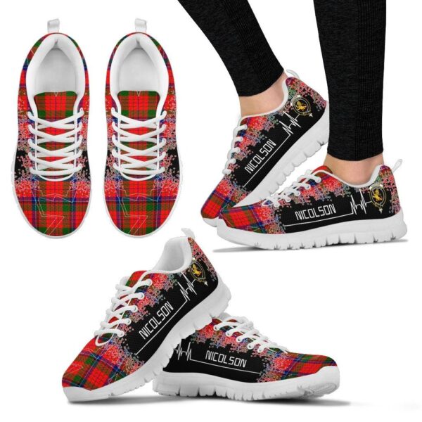 Nicolson Modern Clan Sneaker, Scottish Tartan Nicolson Modern Clans Sneaker Heartbeat Style - Image 3