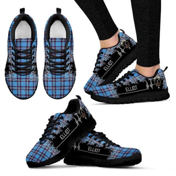 Elliot Ancient Clan Sneaker, Scottish Tartan Elliot Ancient Clans Sneaker Heartbeat Style - Image 4