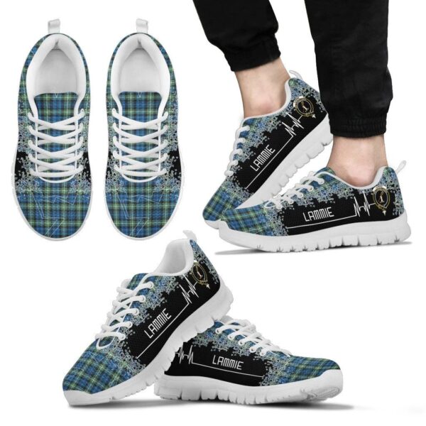 Lamont Ancient Clan Sneaker, Scottish Tartan Lamont Ancient Clans Sneaker Heartbeat Style