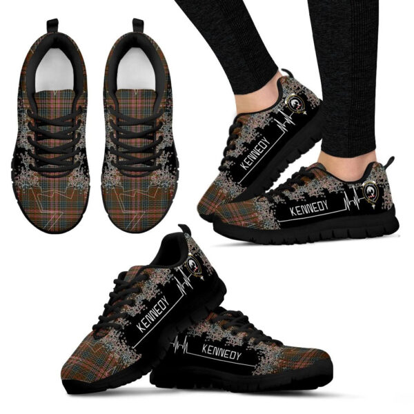 Kennedy Weathered Clan Sneaker, Scottish Tartan Kennedy Weathered Clans Sneaker Heartbeat Style - Image 4