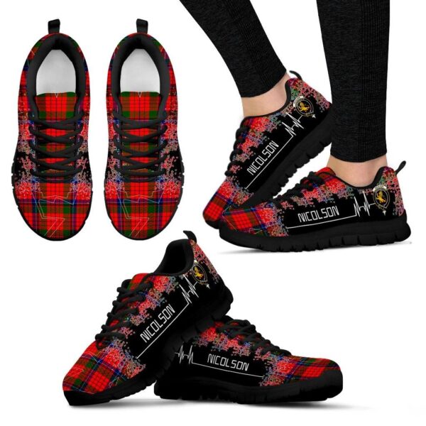 Nicolson Modern Clan Sneaker, Scottish Tartan Nicolson Modern Clans Sneaker Heartbeat Style - Image 4