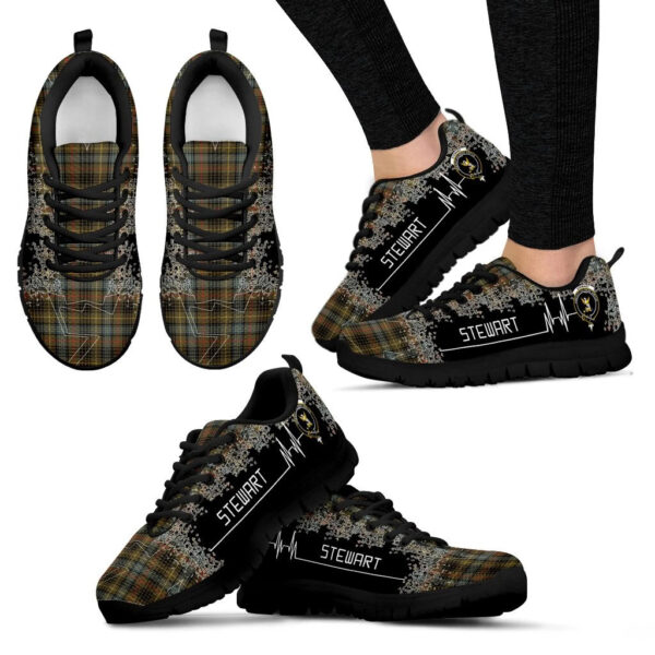 Stewart Hunting Weathered Clan Sneaker, Scottish Tartan Stewart Hunting Weathered Clans Sneaker Heartbeat Style - Image 4