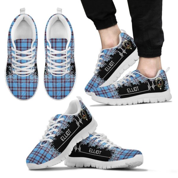 Elliot Ancient Clan Sneaker, Scottish Tartan Elliot Ancient Clans Sneaker Heartbeat Style