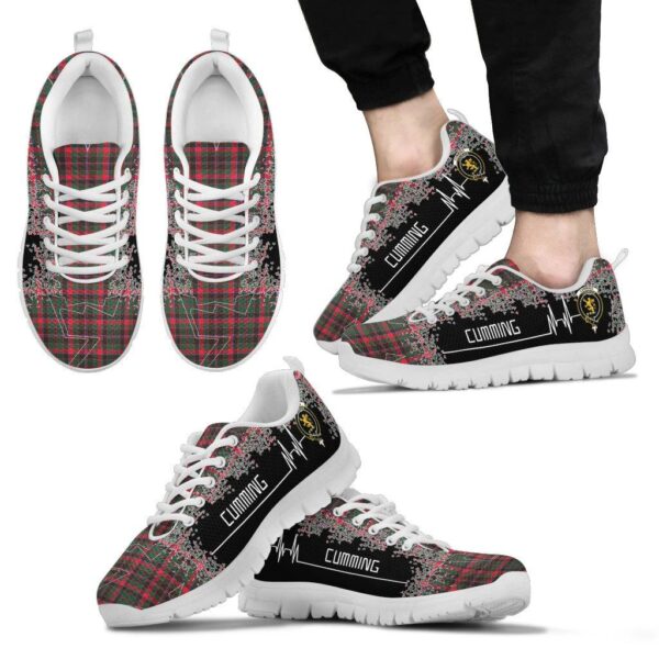 Cumming Hunting Modern Clan Sneaker, Scottish Tartan Cumming Hunting Modern Clans Sneaker Heartbeat Style