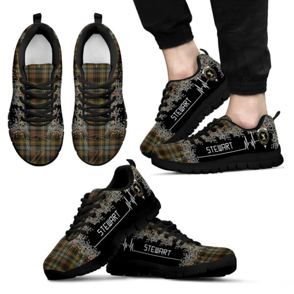 Stewart Hunting Weathered Clan Sneaker, Scottish Tartan Stewart Hunting Weathered Clans Sneaker Heartbeat Style - Image 2