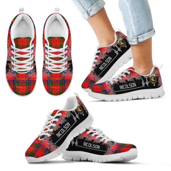 Nicolson Modern Clan Sneaker, Scottish Tartan Nicolson Modern Clans Sneaker Heartbeat Style - Image 5