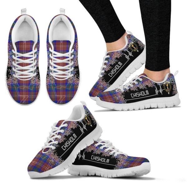 Chisholm Hunting Modern Clan Sneaker, Scottish Tartan Chisholm Hunting Modern Clans Sneaker Heartbeat Style - Image 3