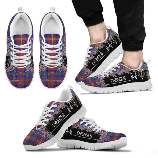 Chisholm Hunting Modern Clan Sneaker, Scottish Tartan Chisholm Hunting Modern Clans Sneaker Heartbeat Style