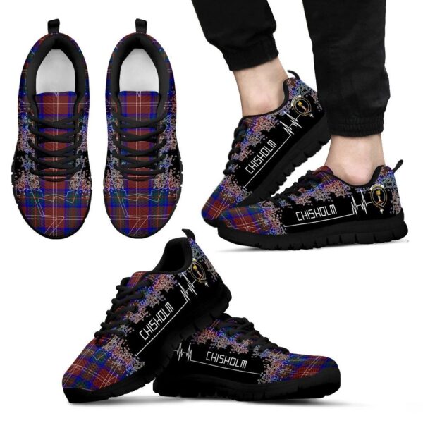 Chisholm Hunting Modern Clan Sneaker, Scottish Tartan Chisholm Hunting Modern Clans Sneaker Heartbeat Style - Image 2