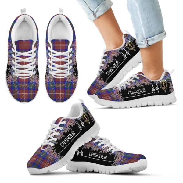 Chisholm Hunting Modern Clan Sneaker, Scottish Tartan Chisholm Hunting Modern Clans Sneaker Heartbeat Style - Image 5