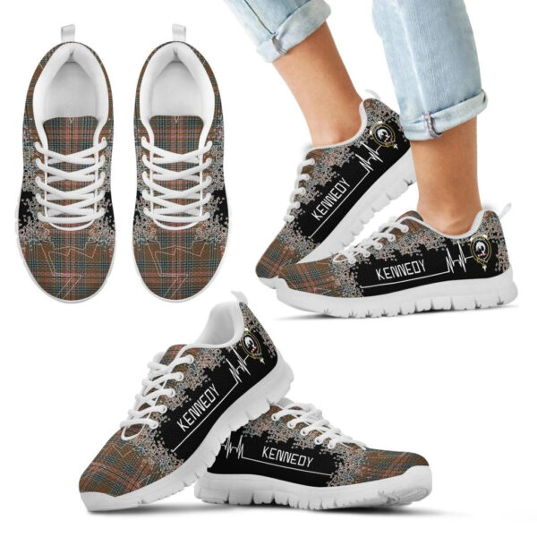 Kennedy Weathered Clan Sneaker, Scottish Tartan Kennedy Weathered Clans Sneaker Heartbeat Style - Image 5