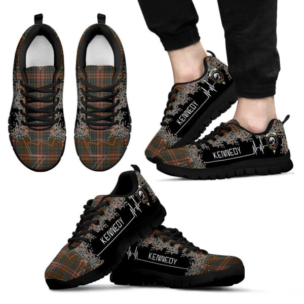 Kennedy Weathered Clan Sneaker, Scottish Tartan Kennedy Weathered Clans Sneaker Heartbeat Style - Image 2