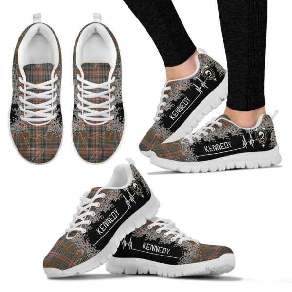 Kennedy Weathered Clan Sneaker, Scottish Tartan Kennedy Weathered Clans Sneaker Heartbeat Style - Image 3